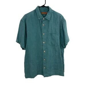 Dash Hemp Santa Cruz Shirt Mens Large Green Short Sleeve Button Up Beach Resort